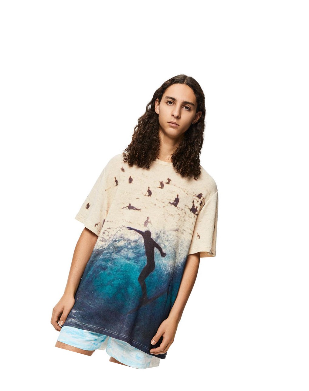 Loewe All-over surf print T-shirt in cotton Bleu Marine Bleu | 3547LBXCP