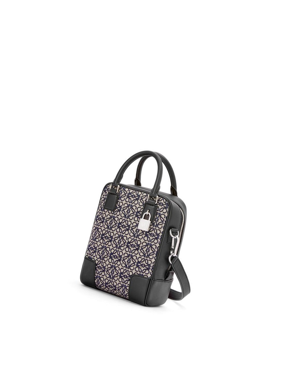 Loewe Amazona 15 in Anagram jacquard and calfskin Bleu Marine Noir | 0142MOAID