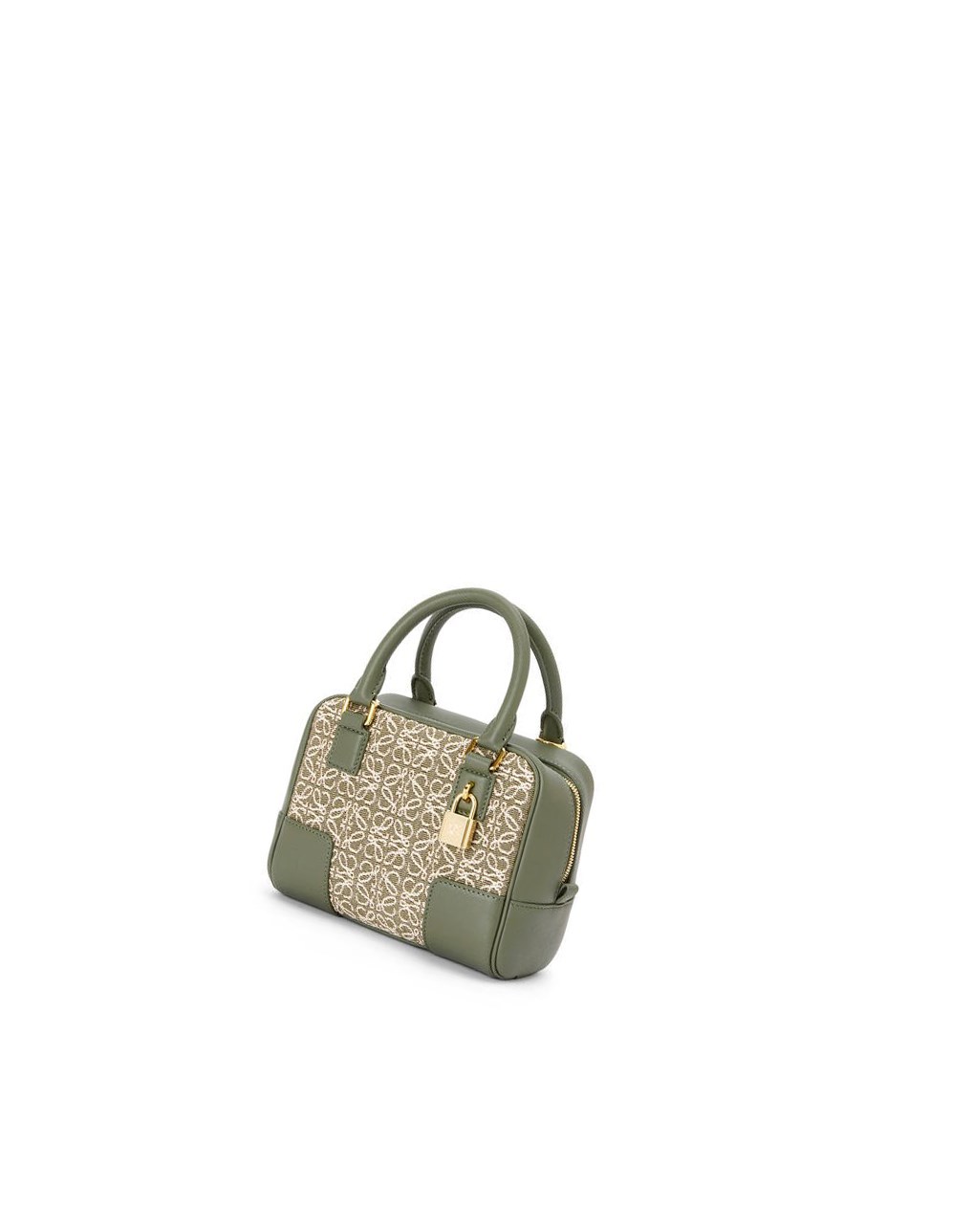 Loewe Amazona 16 Square bag in Anagram jacquard and calfskin Vert Vert | 0351MSAYP