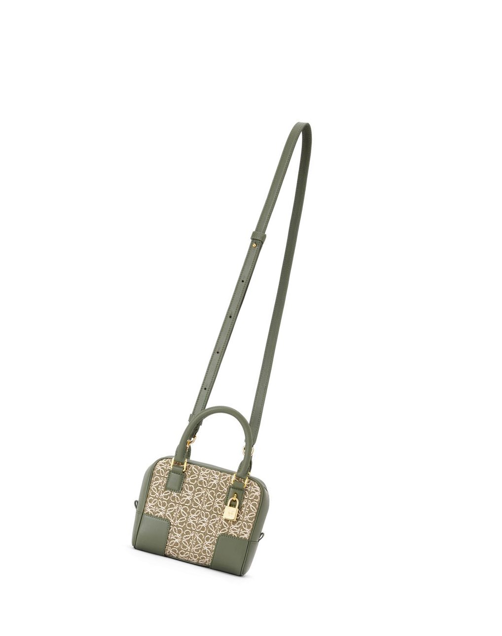 Loewe Amazona 16 Square bag in Anagram jacquard and calfskin Vert Vert | 0351MSAYP