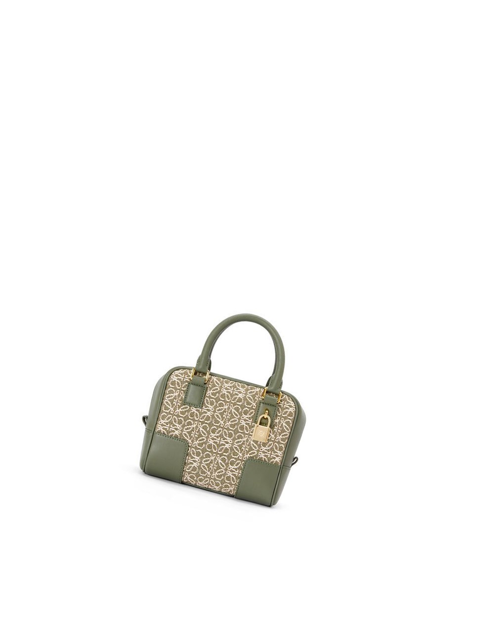 Loewe Amazona 16 Square bag in Anagram jacquard and calfskin Vert Vert | 0351MSAYP