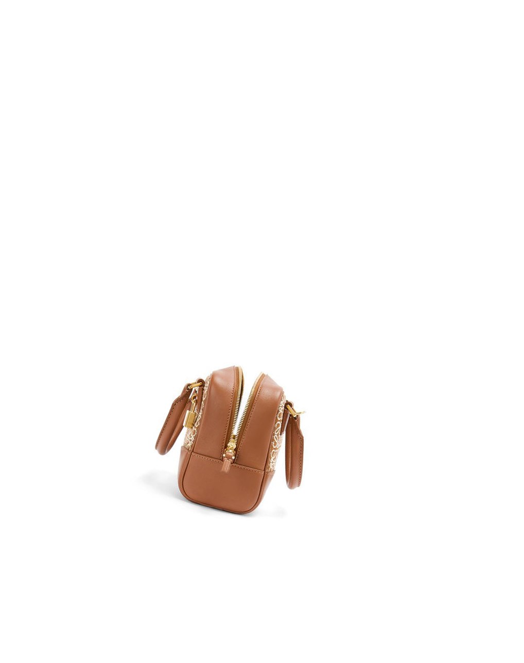 Loewe Amazona 16 Square bag in Anagram jacquard and calfskin Tan / Pecan | 3407QGRLS