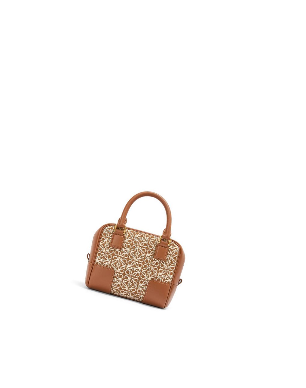 Loewe Amazona 16 Square bag in Anagram jacquard and calfskin Tan / Pecan | 3407QGRLS