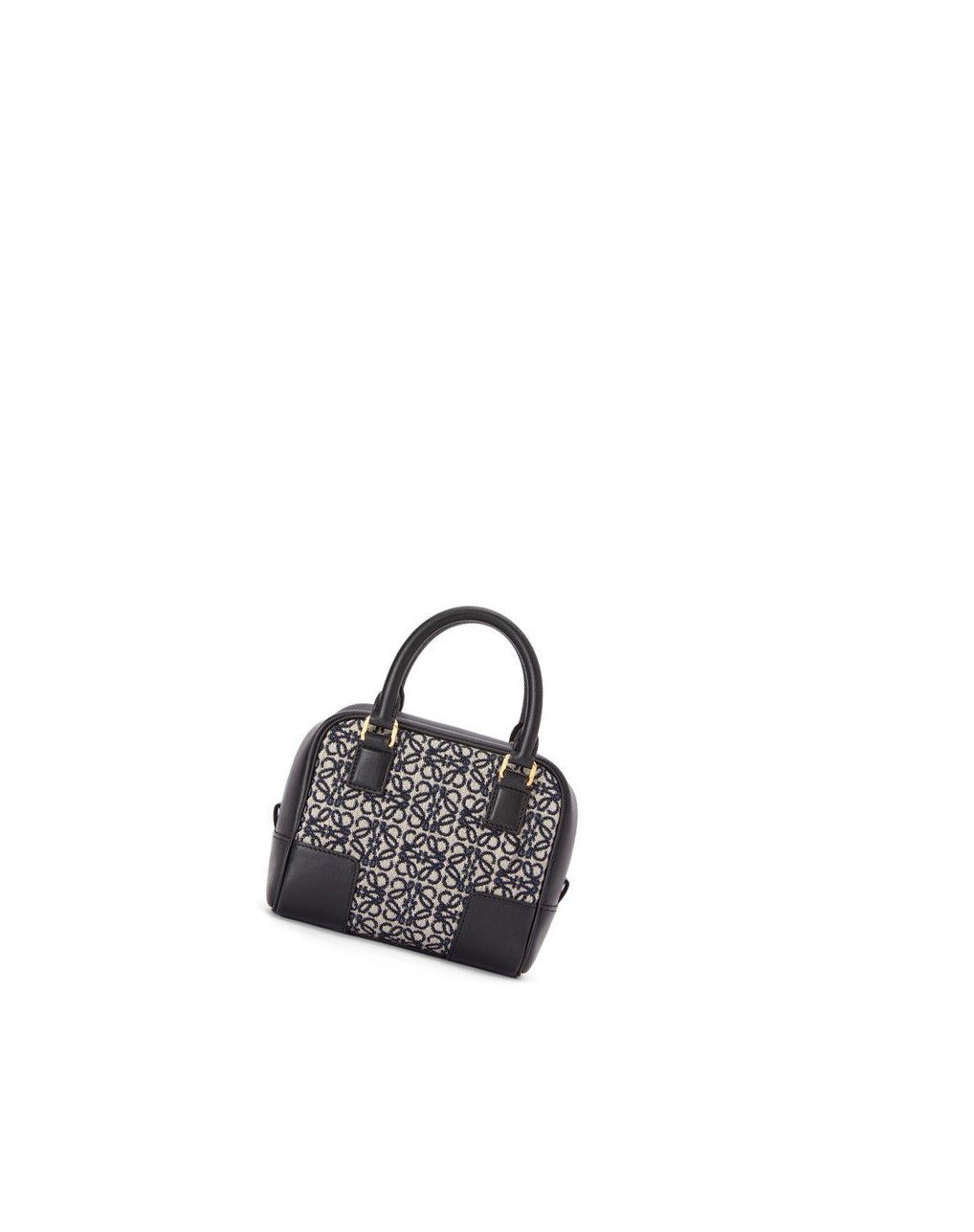 Loewe Amazona 16 Square bag in Anagram jacquard and calfskin Bleu Marine Noir | 3801QEPVJ