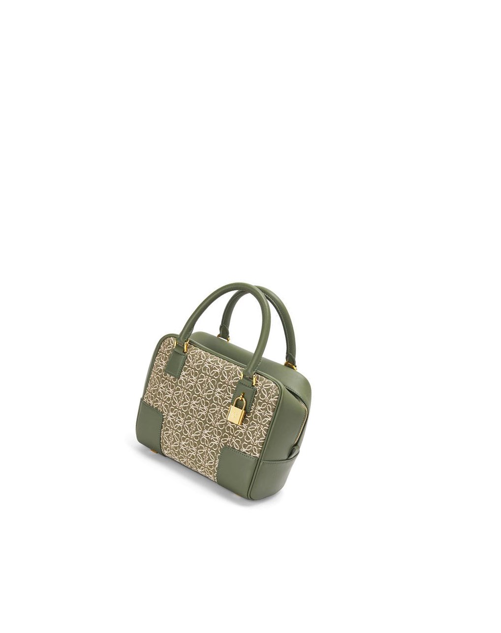 Loewe Amazona 19 square bag in Anagram jacquard and calfskin Vert Vert | 3482SUJOM