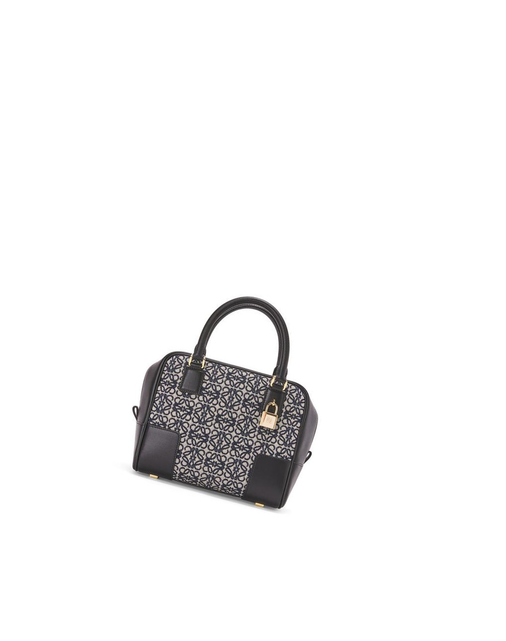 Loewe Amazona 19 square bag in Anagram jacquard and calfskin Bleu Marine Noir | 3678KLXQG