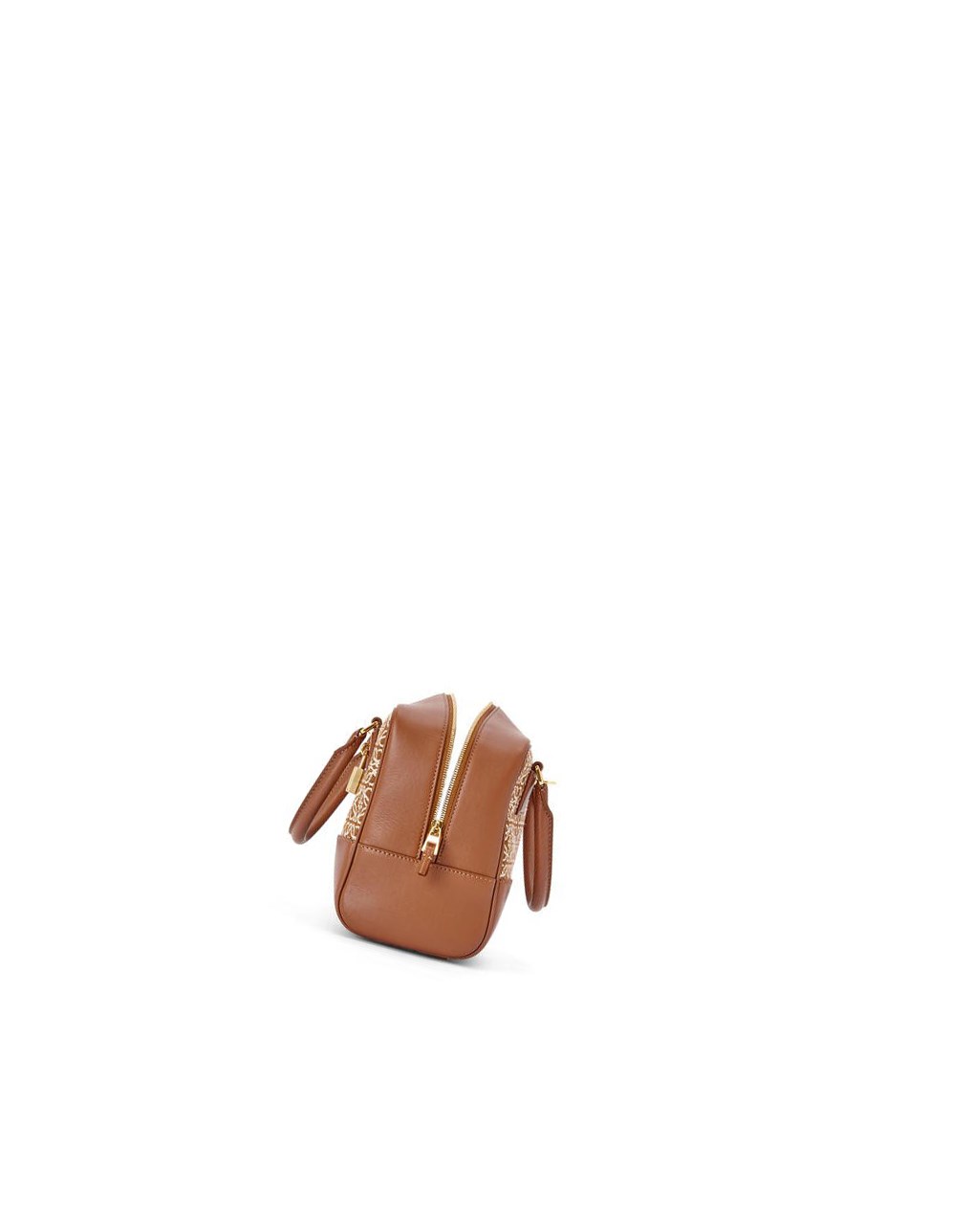 Loewe Amazona 19 square bag in Anagram jacquard and calfskin Tan / Pecan | 9048RUQEV