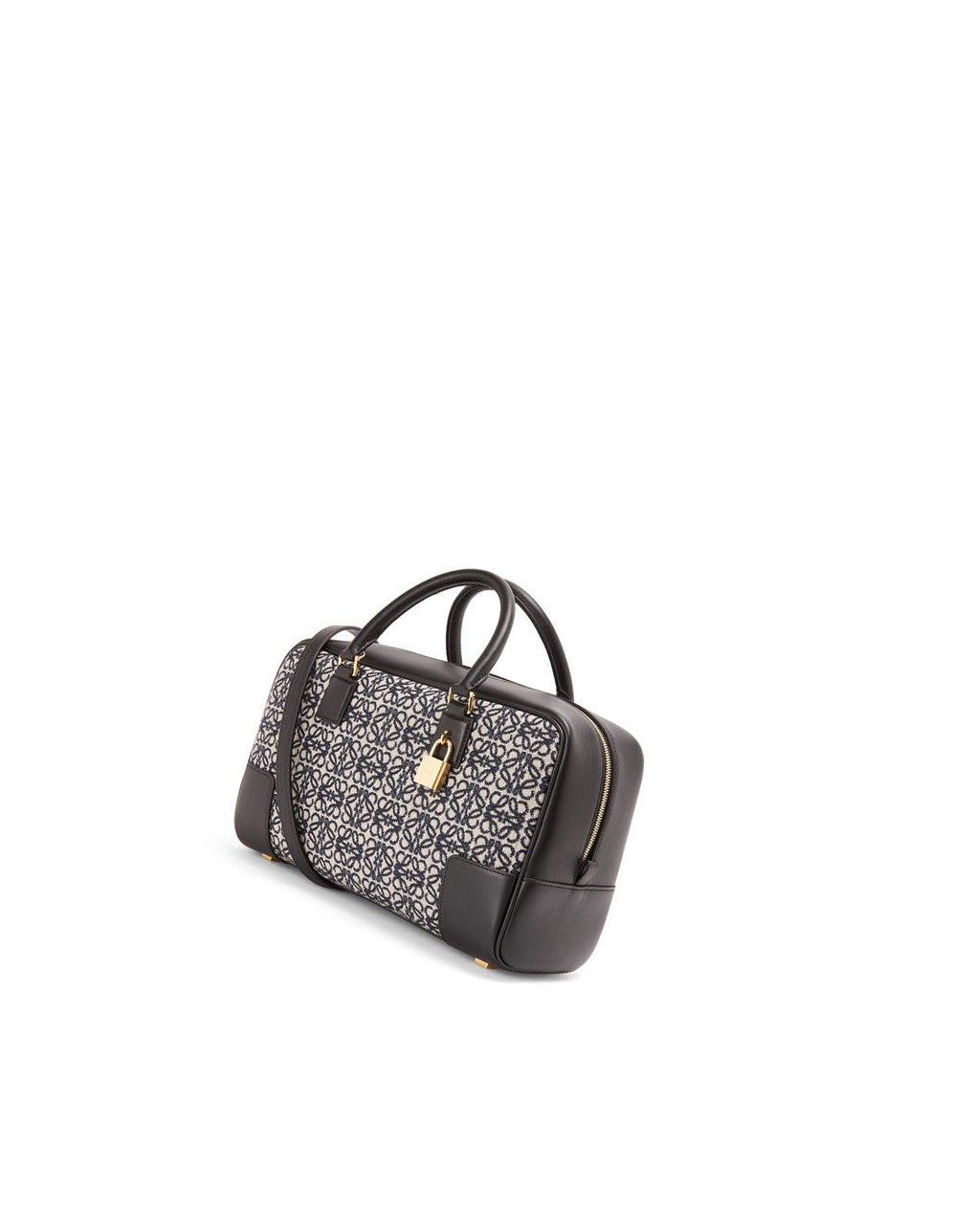 Loewe Amazona 28 bag in Anagram jacquard and calfskin Bleu Marine Noir | 0213BZAYO