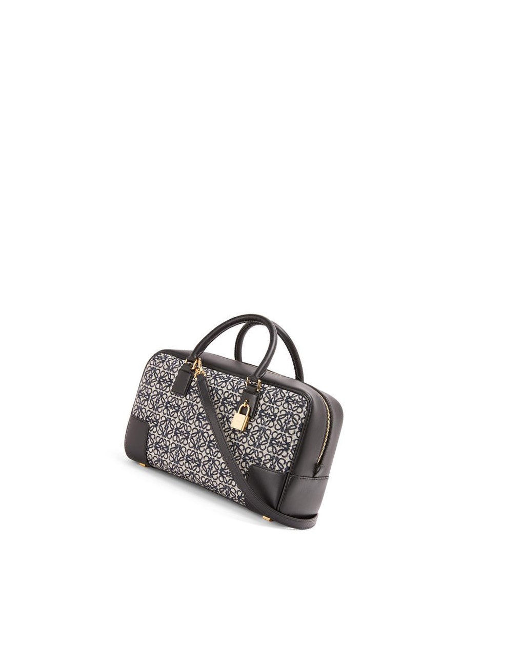 Loewe Amazona 28 bag in Anagram jacquard and calfskin Bleu Marine Noir | 0213BZAYO