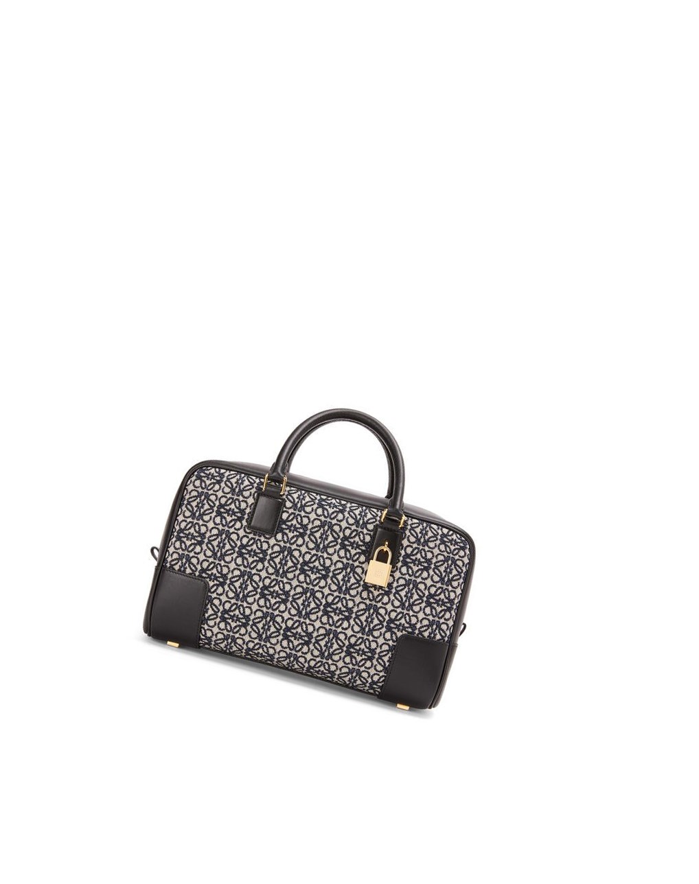 Loewe Amazona 28 bag in Anagram jacquard and calfskin Bleu Marine Noir | 0213BZAYO