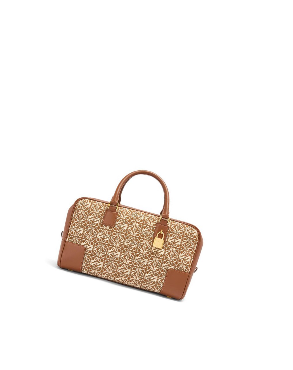 Loewe Amazona 28 bag in Anagram jacquard and calfskin Tan / Pecan | 3561BAPJW