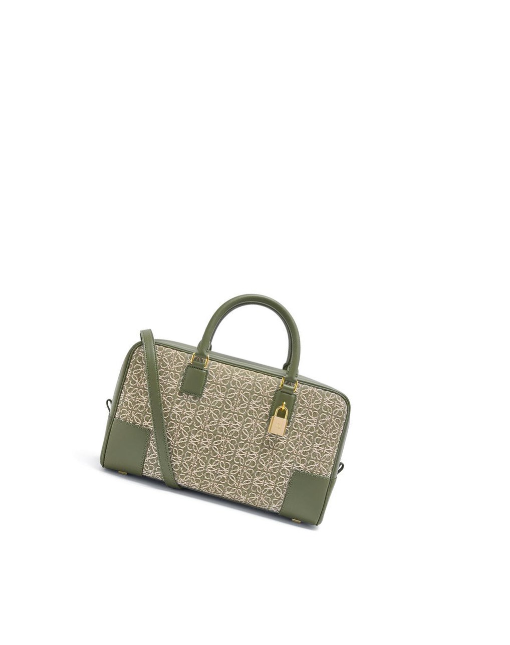 Loewe Amazona 28 bag in Anagram jacquard and calfskin Vert Vert | 3745YXDTR