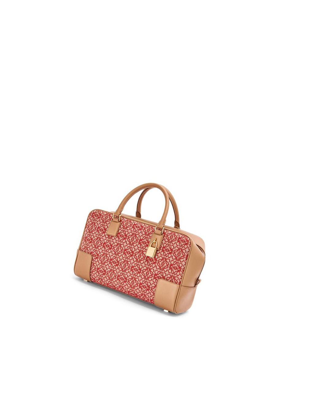 Loewe Amazona 28 bag in Anagram jacquard and calfskin Rouge | 3865JMGIN