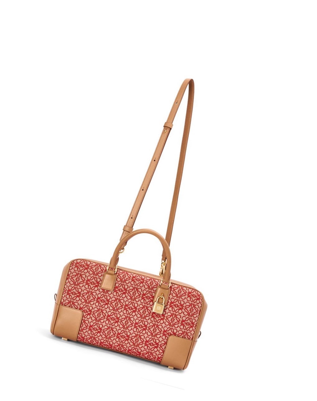 Loewe Amazona 28 bag in Anagram jacquard and calfskin Rouge | 3865JMGIN