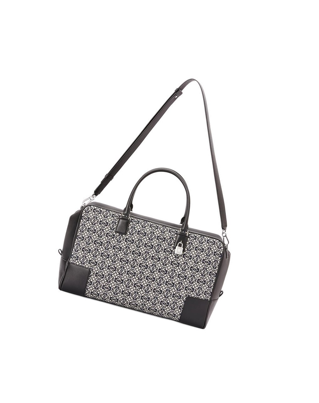 Loewe Amazona 44 bag in Anagram jacquard and calfskin Bleu Marine Noir | 4517LPRZM