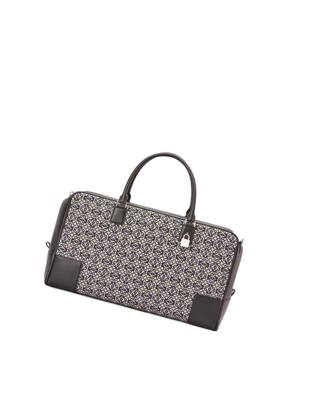 Loewe Amazona 44 bag in Anagram jacquard and calfskin Bleu Marine Noir | 4517LPRZM