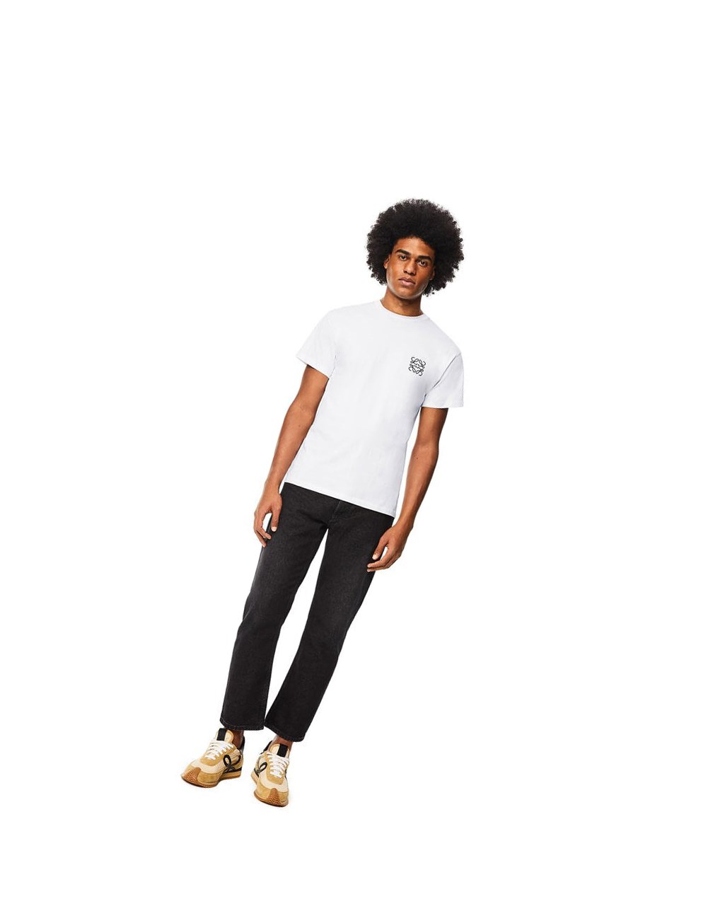 Loewe Anagram T-shirt in cotton Blanche | 4283EGKQT