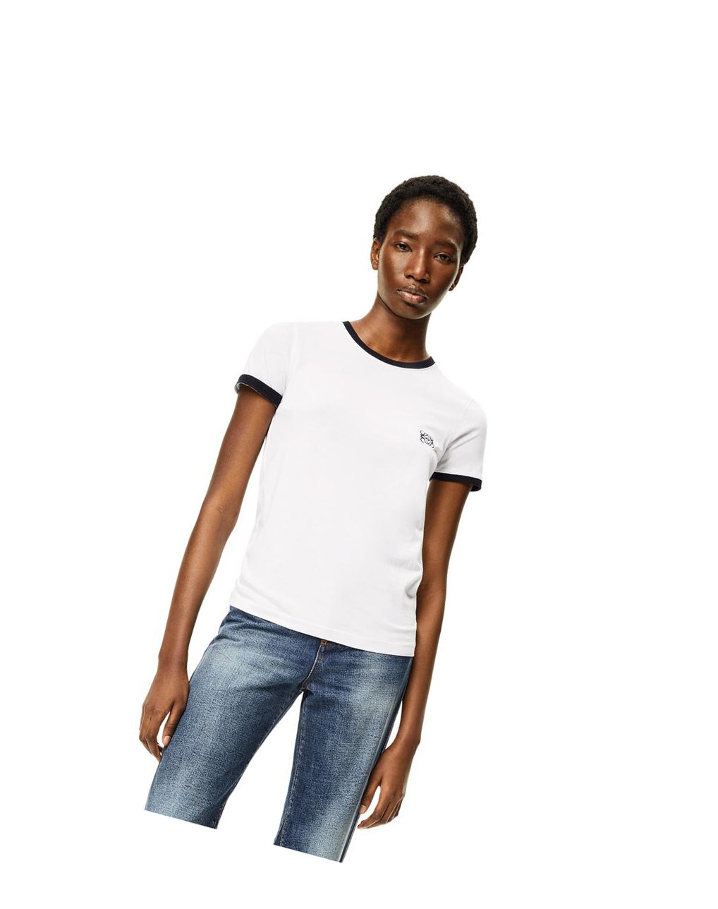 Loewe Anagram T-shirt in cotton Blanche | 8793KFPEH