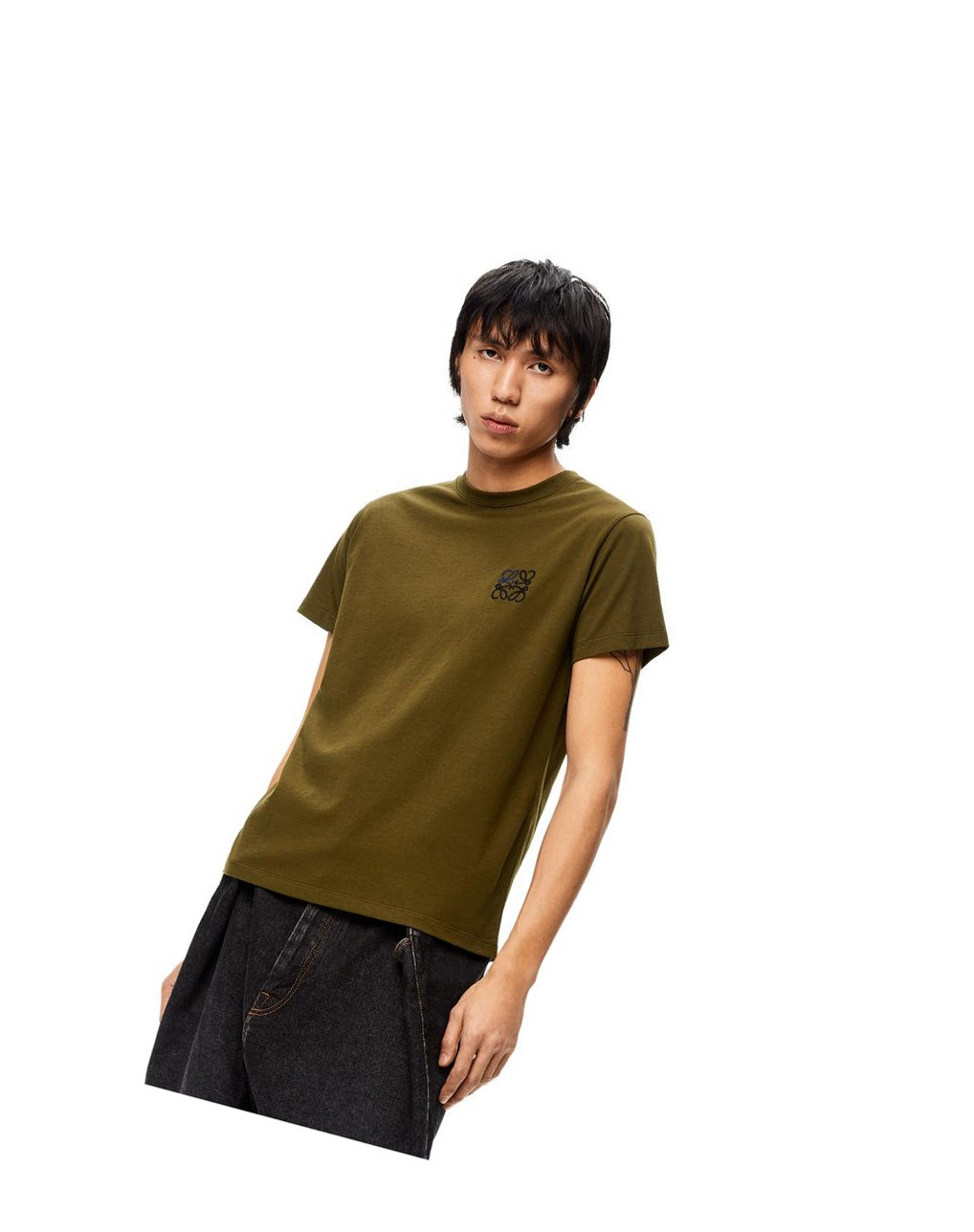 Loewe Anagram T-shirt in cotton Kaki Foncé Vert | 9613PODWE