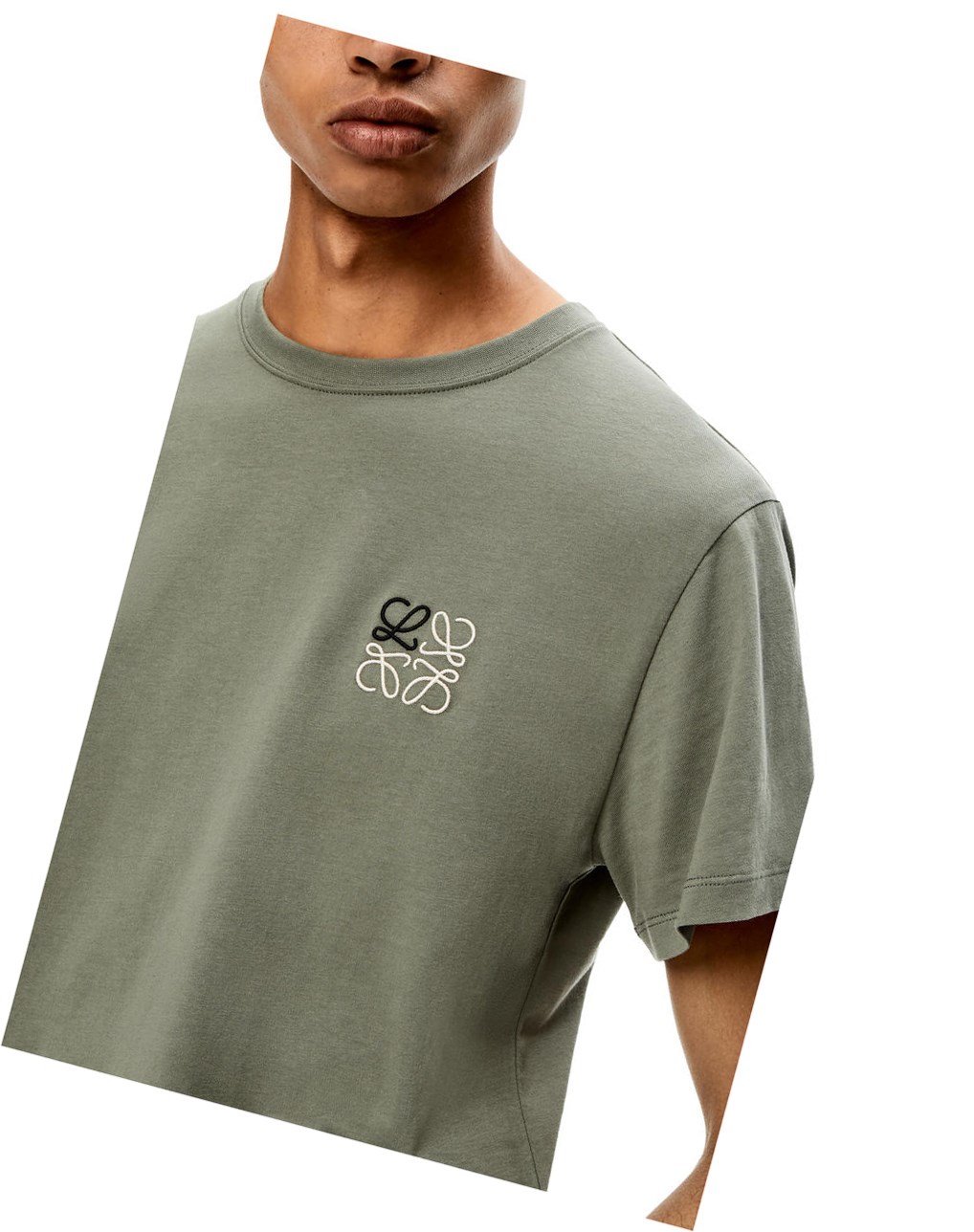 Loewe Anagram T-shirt in cotton Vert | 8296EIUKZ