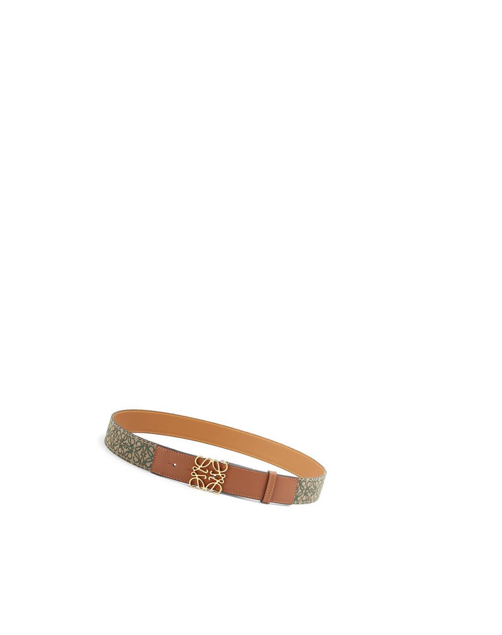 Loewe Anagram belt in jacquard and calfskin Kaki Vert Doré | 1785EIROQ