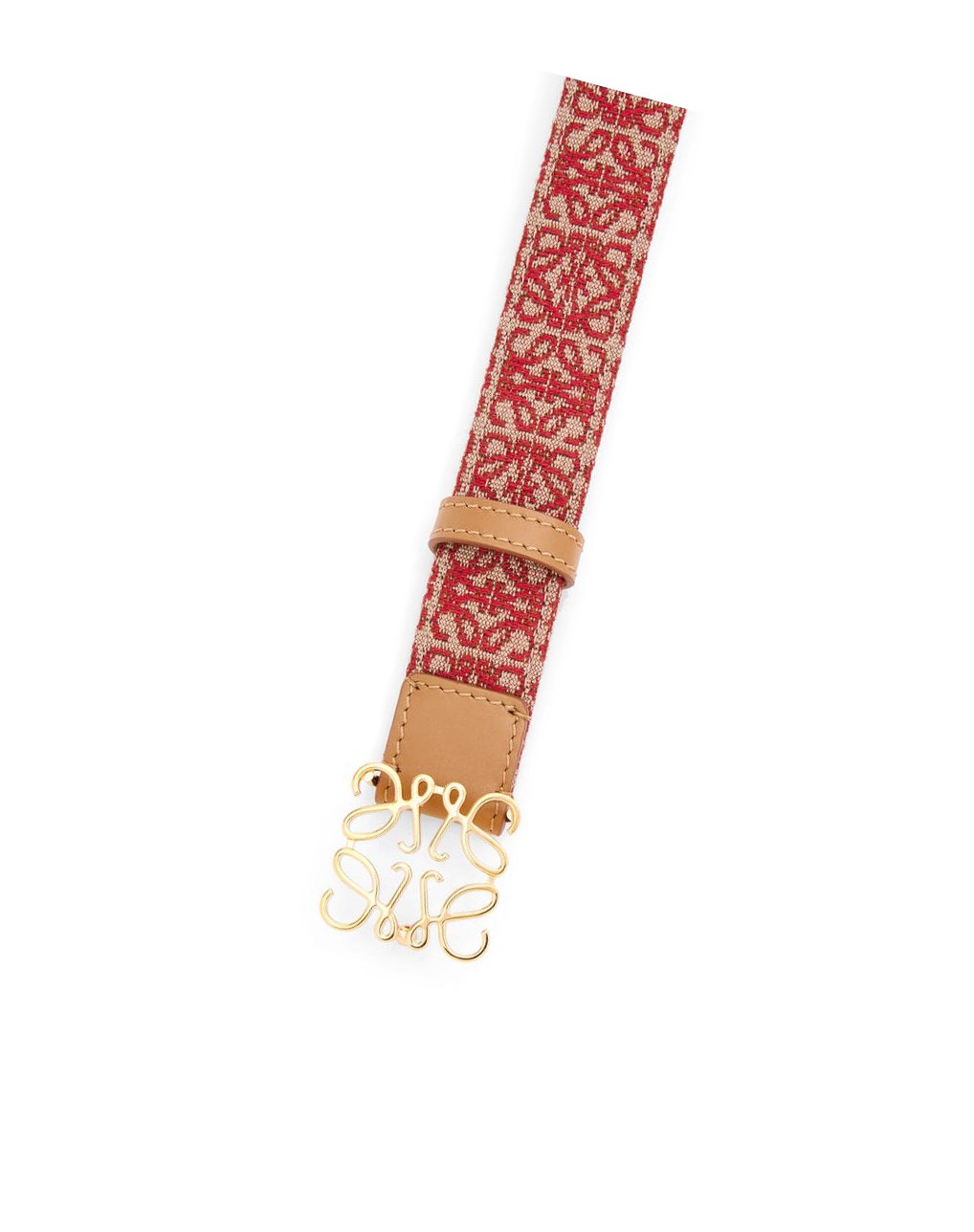 Loewe Anagram belt in jacquard and calfskin Doré | 3825MPXOY