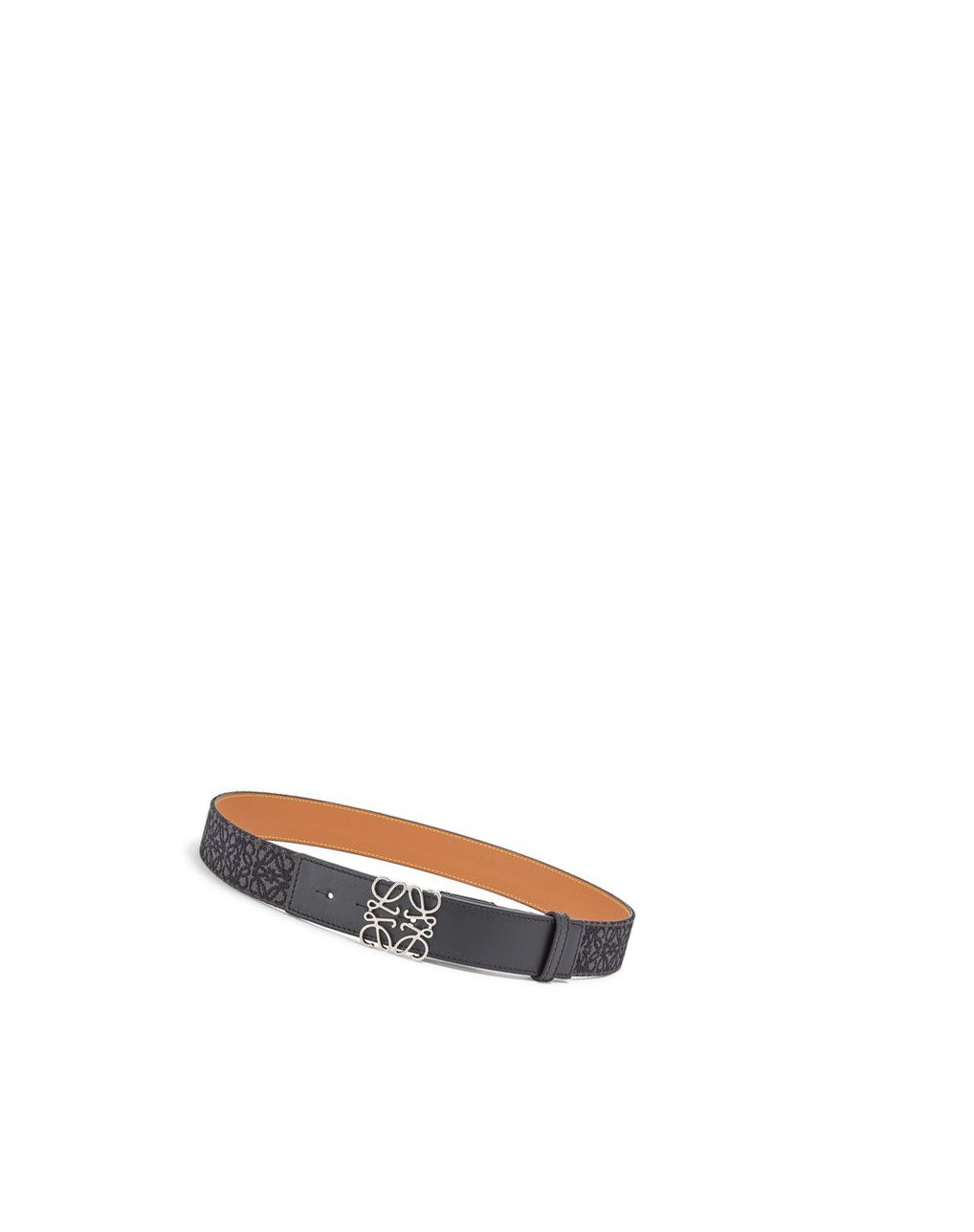 Loewe Anagram belt in jacquard and calfskin Noir | 8329AGTXJ