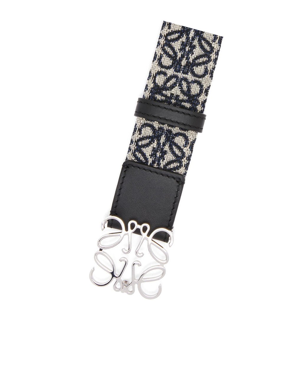 Loewe Anagram belt in jacquard and calfskin Bleu Marine Noir | 8605UBXAW