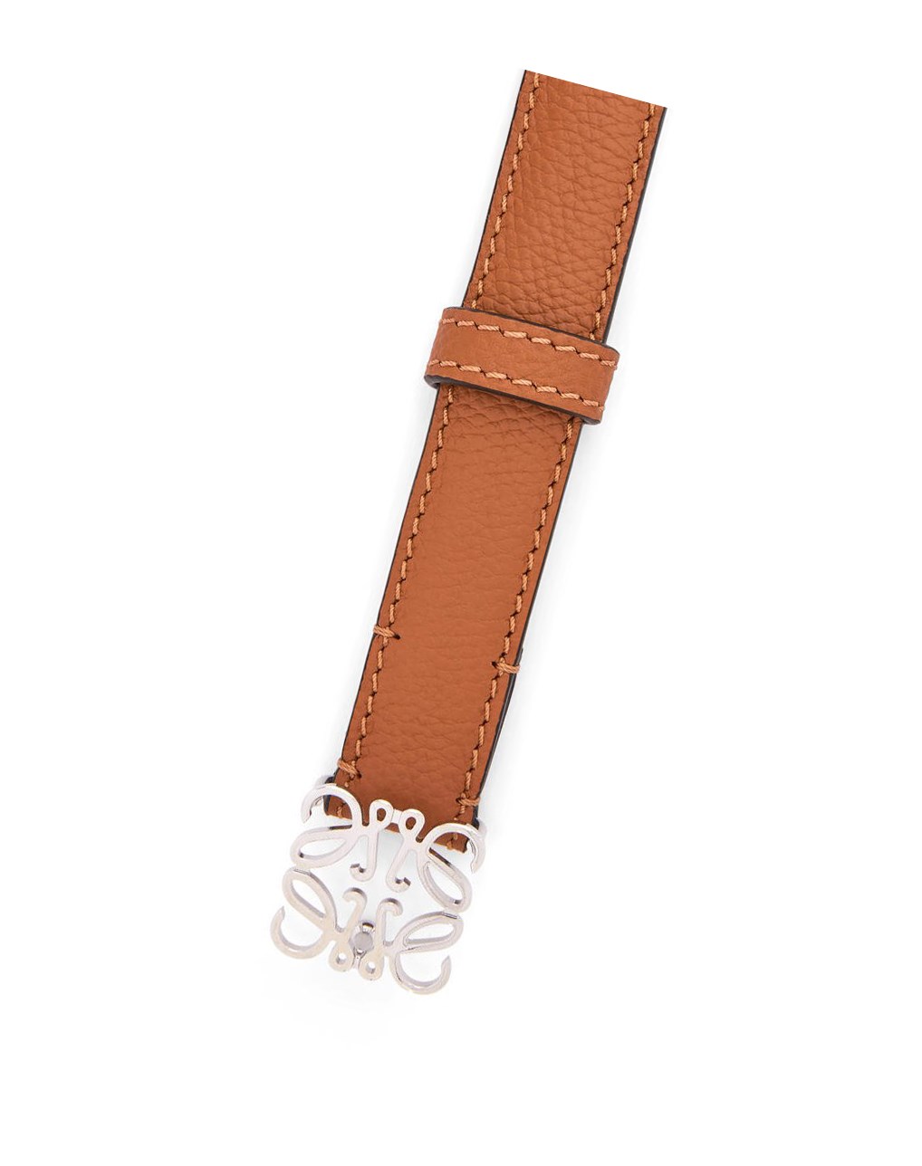 Loewe Anagram belt in pebble grain calfskin Tan / Palladium | 6210BAQRZ