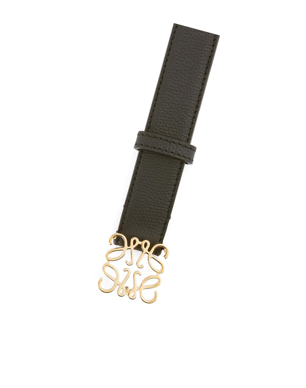 Loewe Anagram belt in pebble grain calfskin Noir Doré | 9086TVJZD