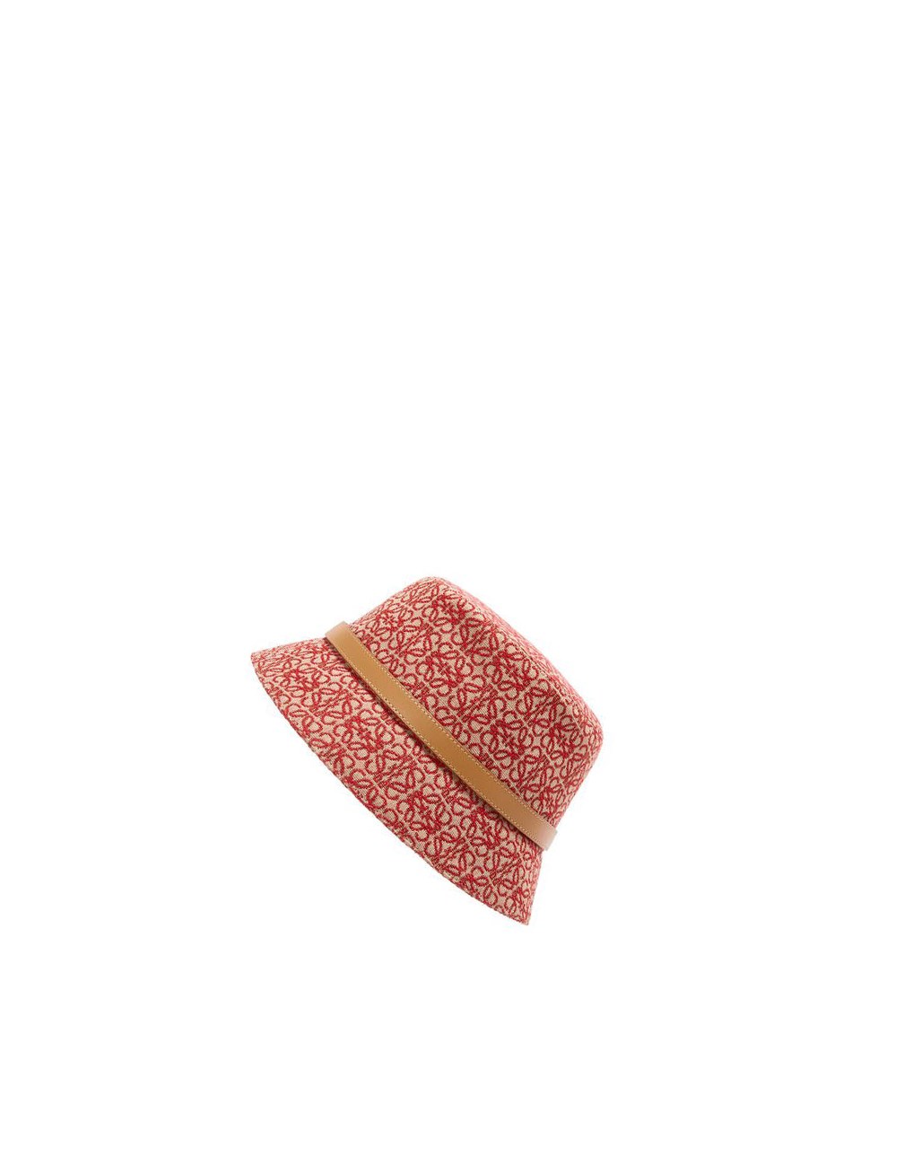 Loewe Anagram bucket hat in jacquard and calfskin Rouge | 0864NGXSE