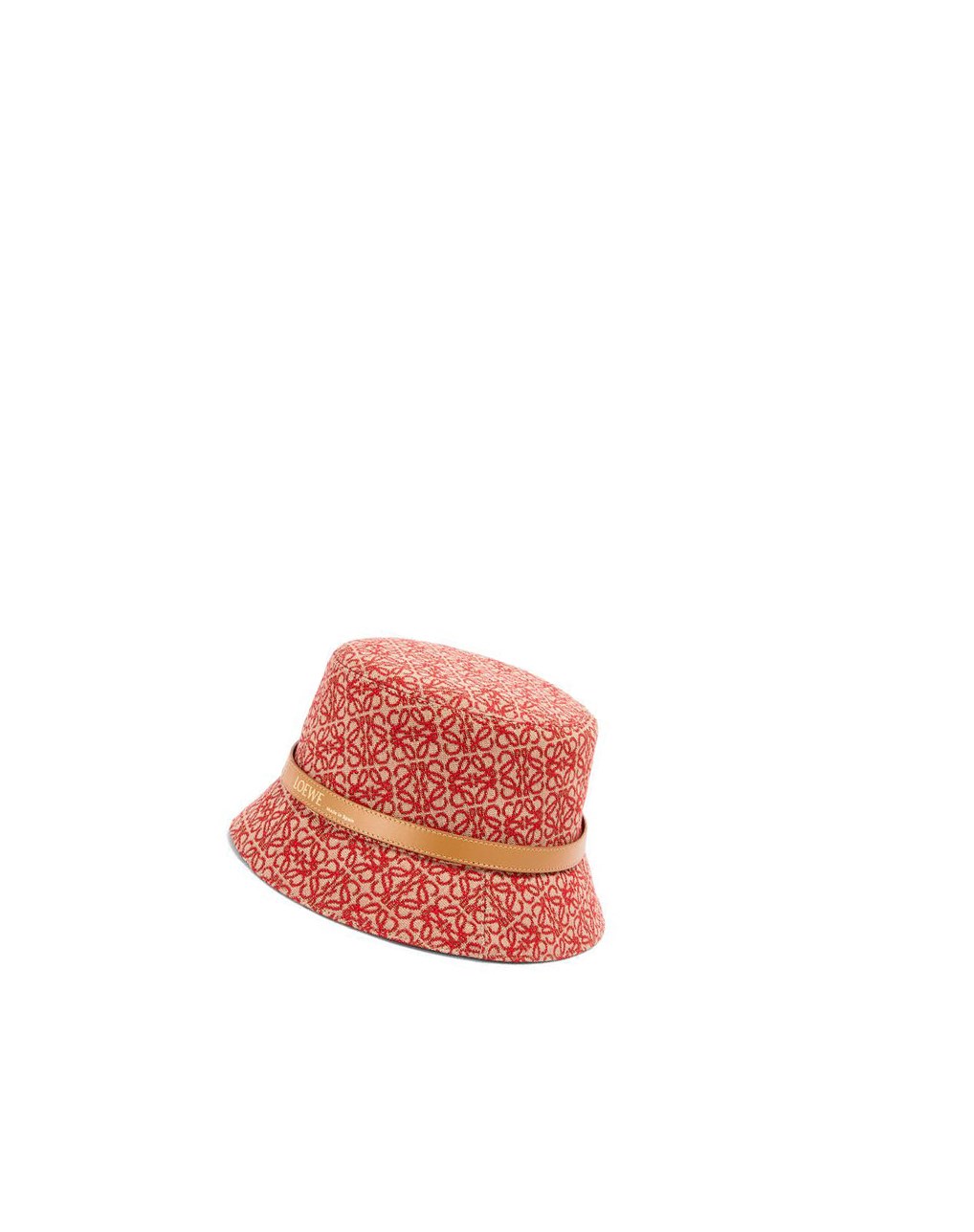 Loewe Anagram bucket hat in jacquard and calfskin Rouge | 0864NGXSE