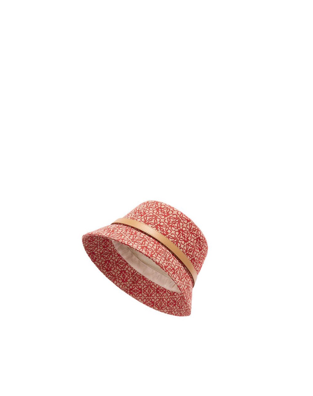 Loewe Anagram bucket hat in jacquard and calfskin Rouge | 0864NGXSE