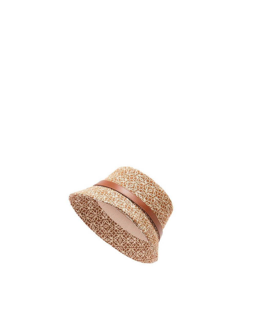 Loewe Anagram bucket hat in jacquard and calfskin Tan / Pecan | 1290FUQBY