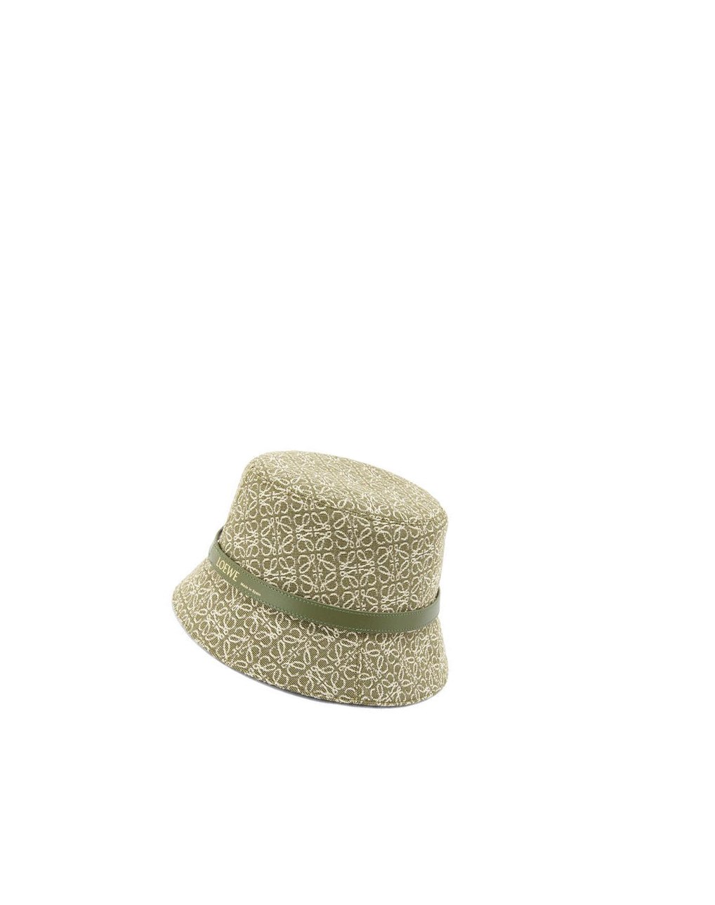 Loewe Anagram bucket hat in jacquard and calfskin Vert Vert | 3641YVRJM