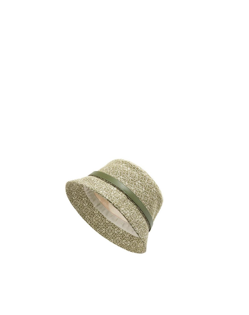 Loewe Anagram bucket hat in jacquard and calfskin Vert Vert | 3641YVRJM