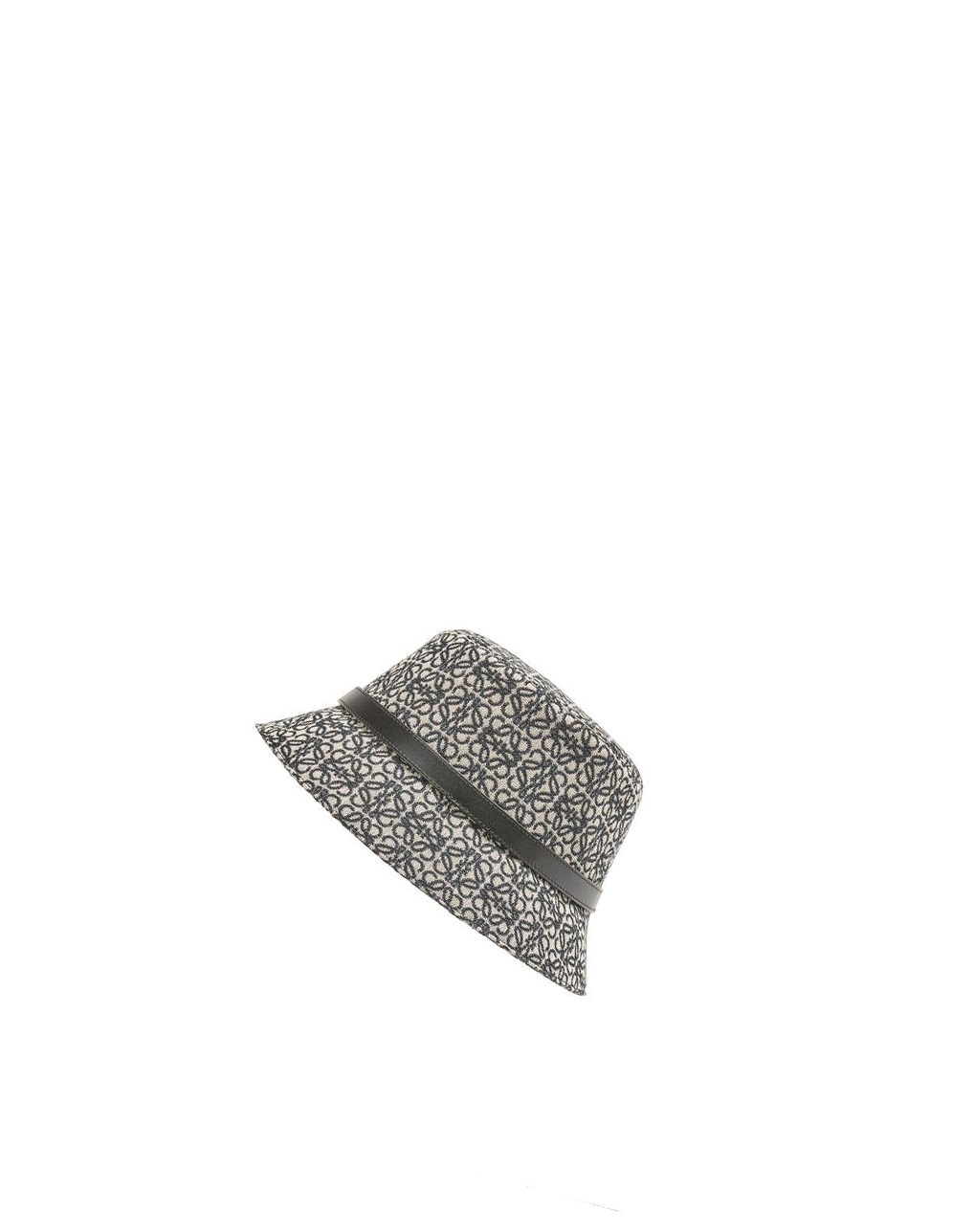 Loewe Anagram bucket hat in jacquard and calfskin Bleu Marine Noir | 4798GUEBM