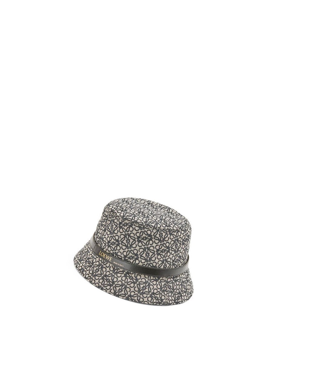 Loewe Anagram bucket hat in jacquard and calfskin Bleu Marine Noir | 4798GUEBM