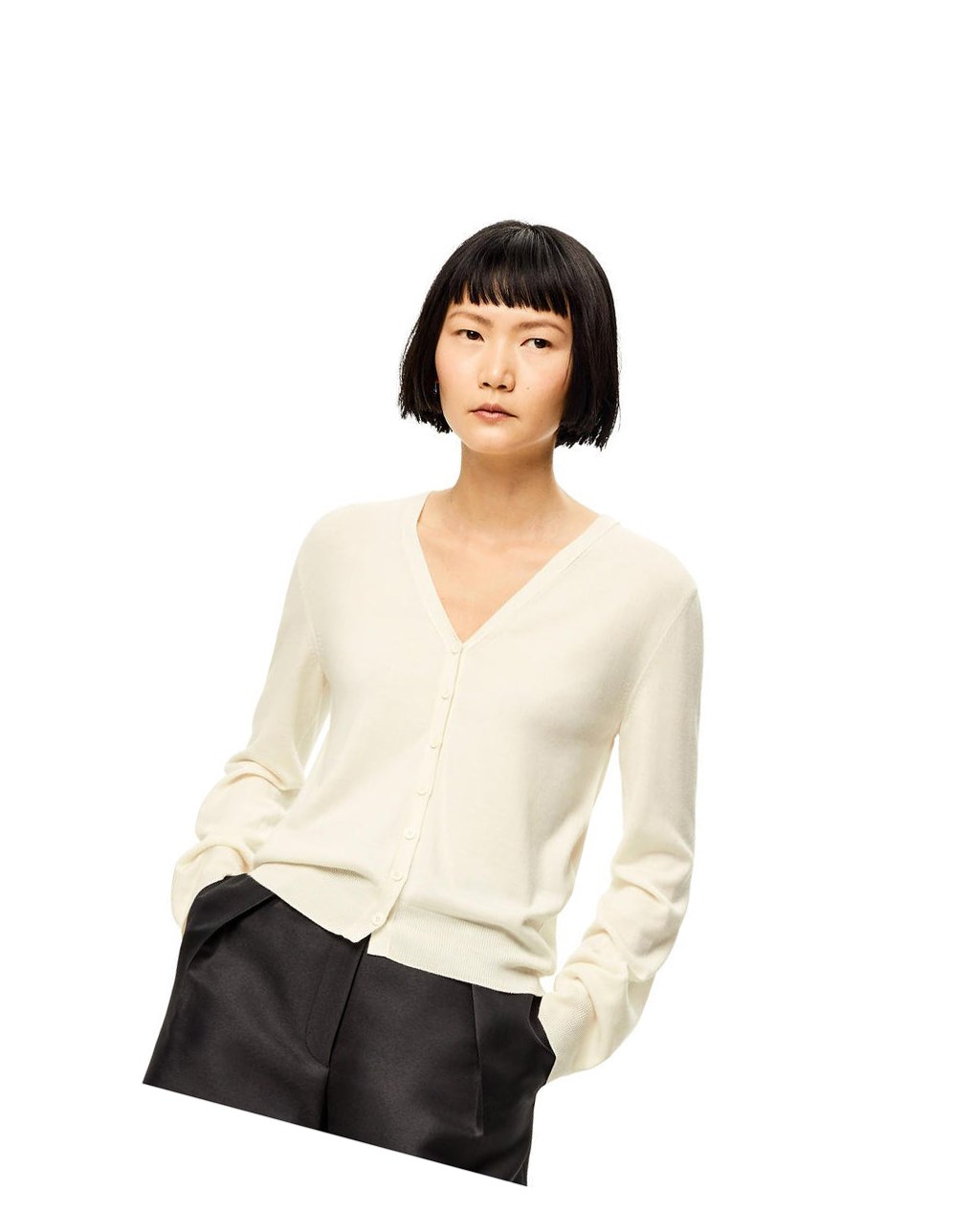 Loewe Anagram cardigan in cashmere Blanche | 9705JKXDF