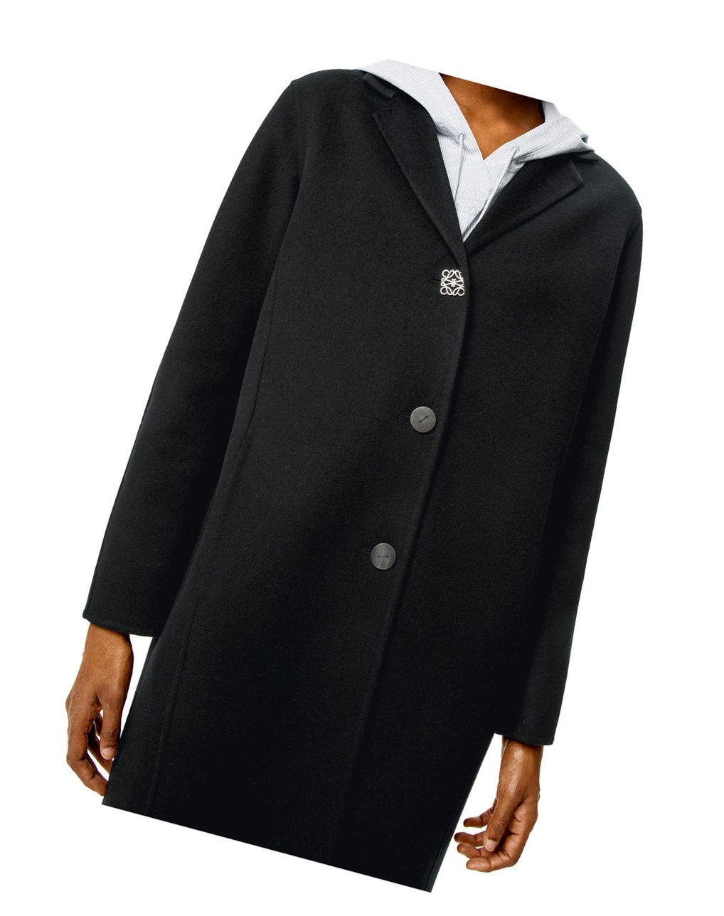 Loewe Anagram coat in wool and cashmere Noir | 4812LZIWG