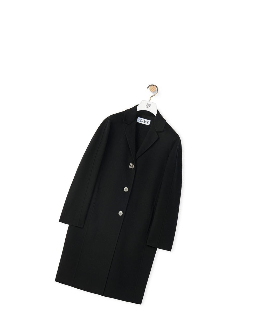 Loewe Anagram coat in wool and cashmere Noir | 4812LZIWG