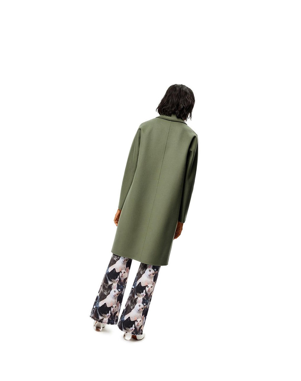 Loewe Anagram coat in wool and cashmere Sage | 7156PJCYB