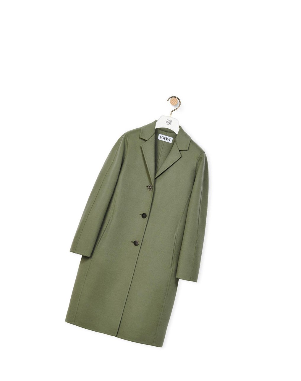 Loewe Anagram coat in wool and cashmere Sage | 7156PJCYB