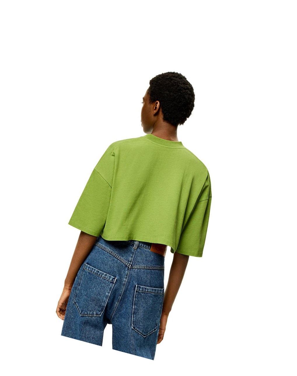 Loewe Anagram cropped T-shirt in cotton Vert | 4813FNQRW