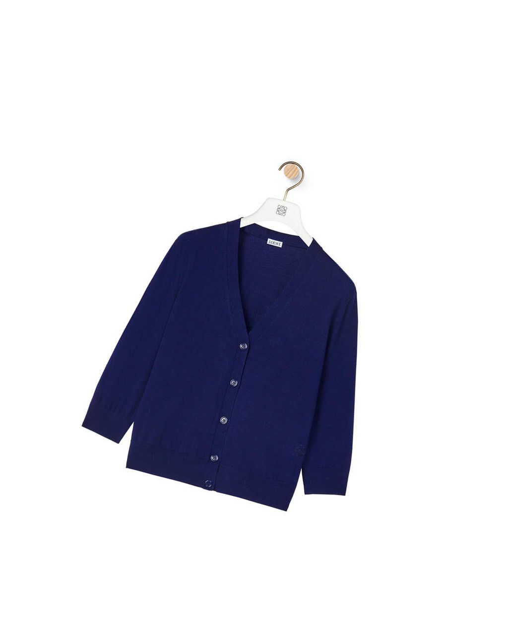 Loewe Anagram cropped cardigan in wool Bleu Marine Bleu | 9154QDFTH