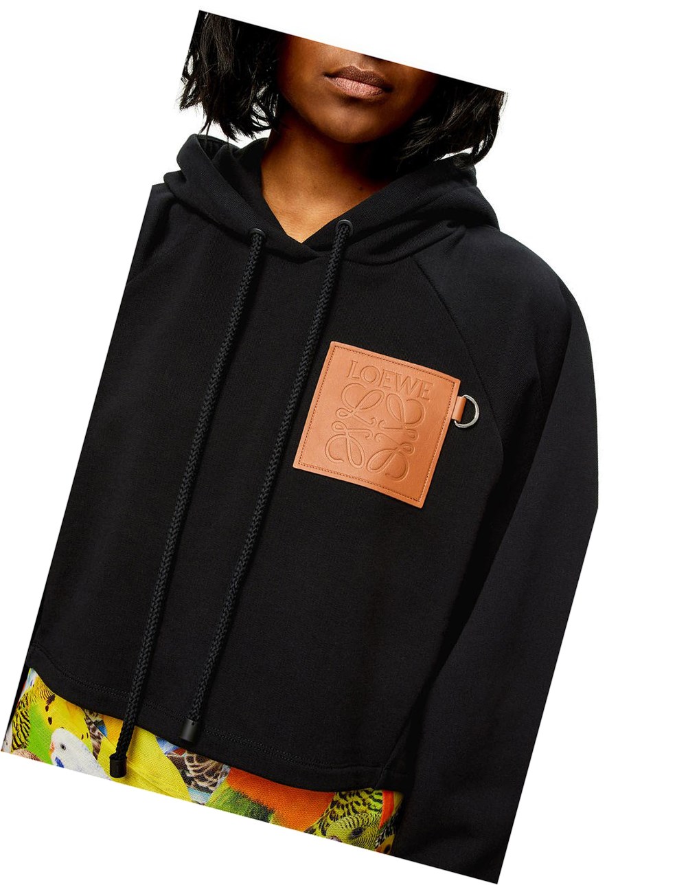 Loewe Anagram cropped hoodie in cotton Noir | 1873FVRHZ