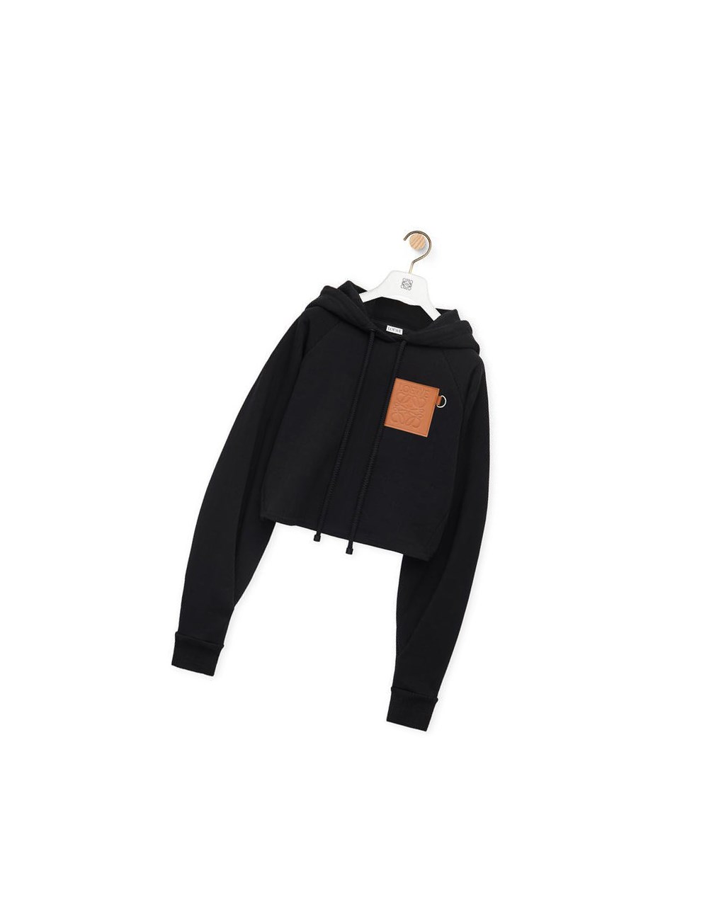 Loewe Anagram cropped hoodie in cotton Noir | 1873FVRHZ