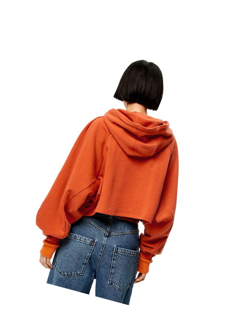 Loewe Anagram cropped hoodie in cotton Orange | 4357DEZOX