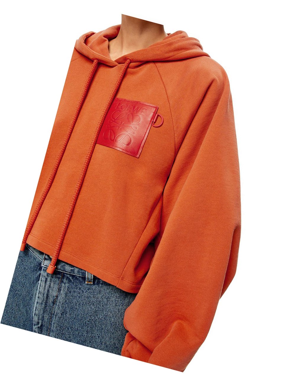 Loewe Anagram cropped hoodie in cotton Orange | 4357DEZOX