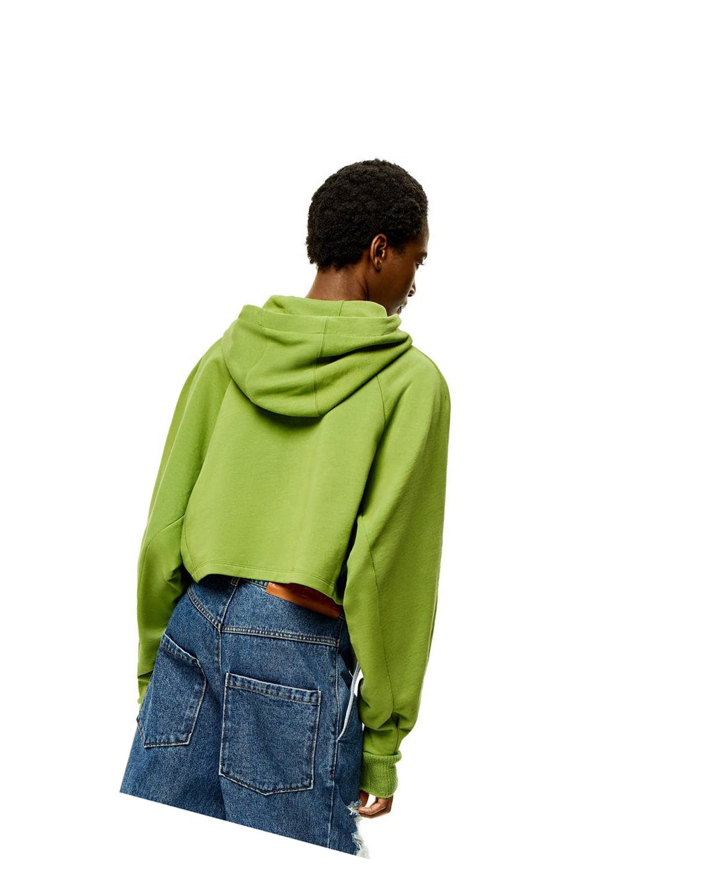 Loewe Anagram cropped hoodie in cotton Vert | 1852ZYKSL